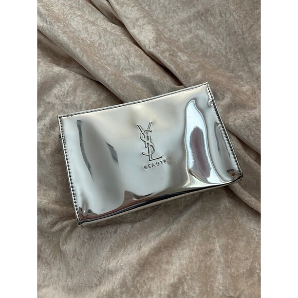 Yves Saint Laurent Handbags - YSL silver Trousse cosmetic pouch